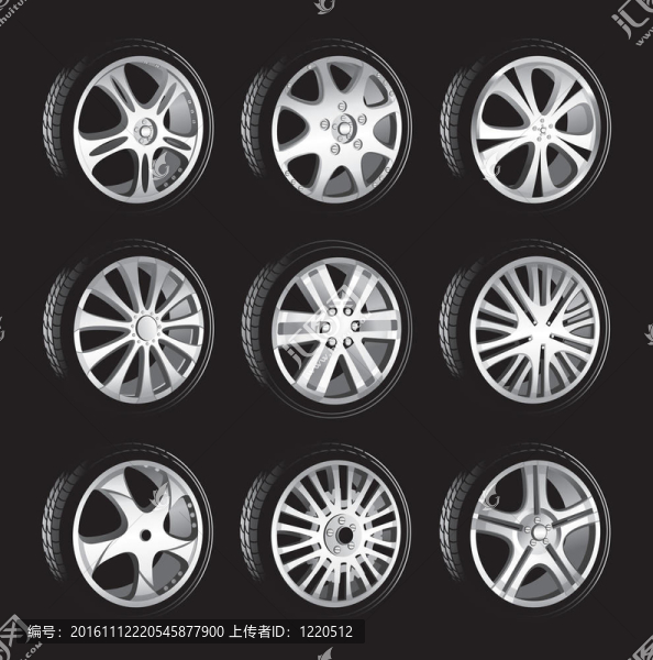 具有合金車輪和低輪廓輪胎的汽車車輪