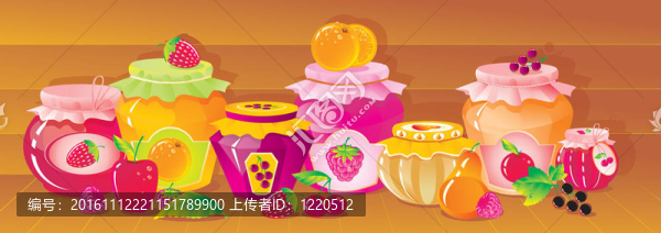有漿果的架子；果醬的水果和罐子