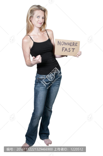 持有Jesus標(biāo)志的婦女