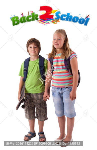 孩子們回到學校的主題孤立的白色