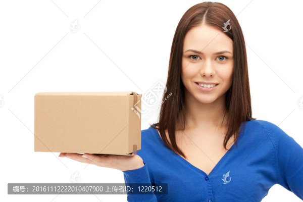 漂亮的女商人紙板箱