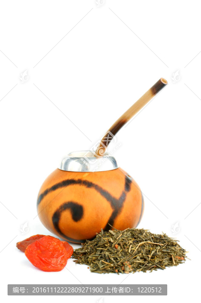 與孤立在白色背景的葫蘆bombilla