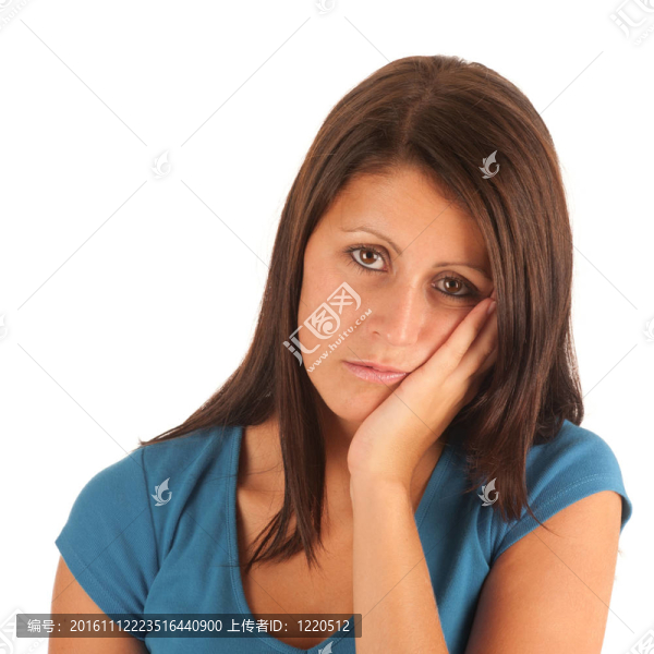一個(gè)迷人的年輕婦女患牙痛的孤立畫(huà)像