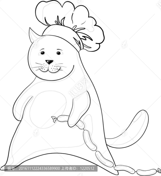 帶有香腸的貓；輪廓