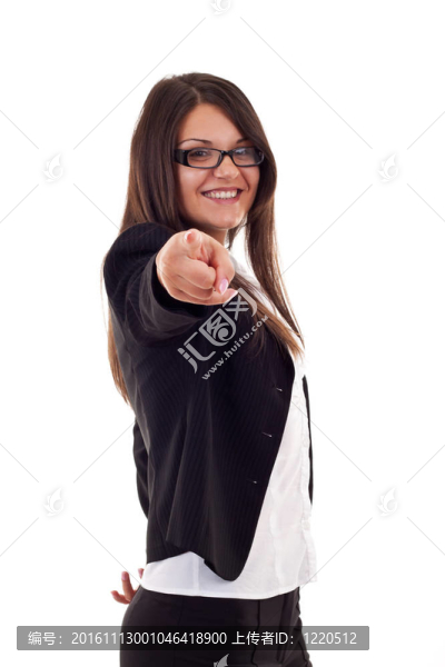 商業(yè)女人指著她的手指