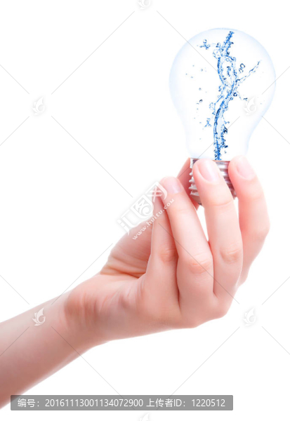 燈泡里的水。在白色背景上隔離