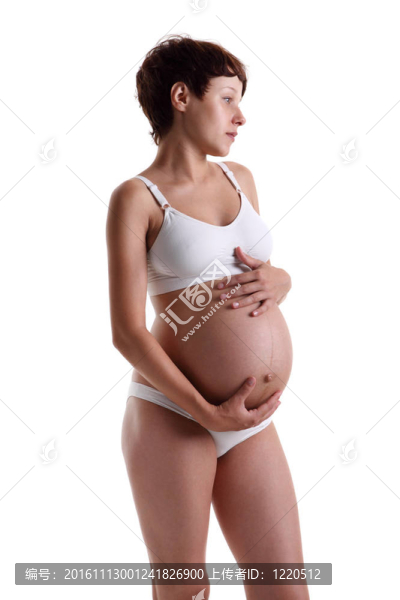 穿著內(nèi)衣的孕婦