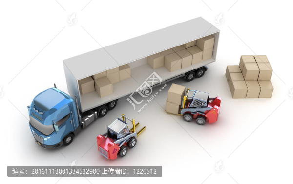 叉車在裝載卡車