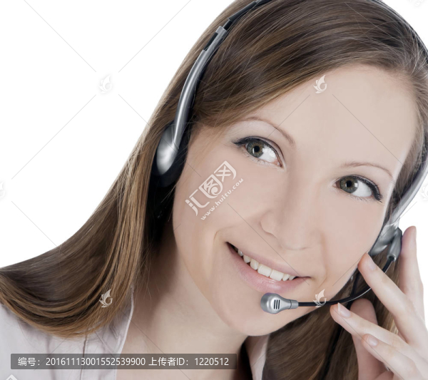漂亮的客服服務(wù)員帶耳機(jī)