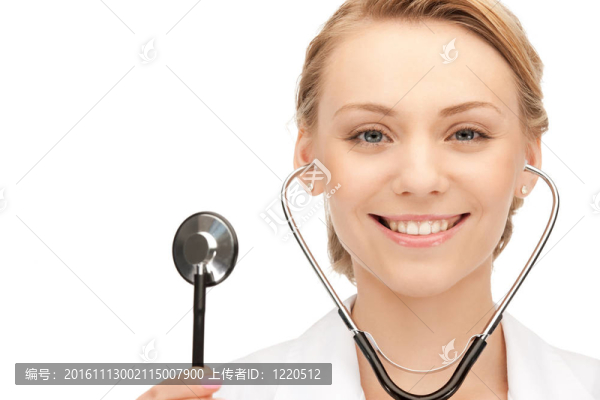 漂亮的女醫(yī)生用聽(tīng)診器