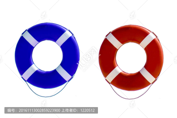救生浮孤立在白色背景；紅色和藍(lán)色