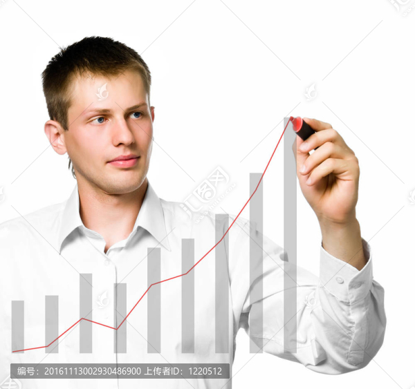 商人在白色背景上繪制圖表