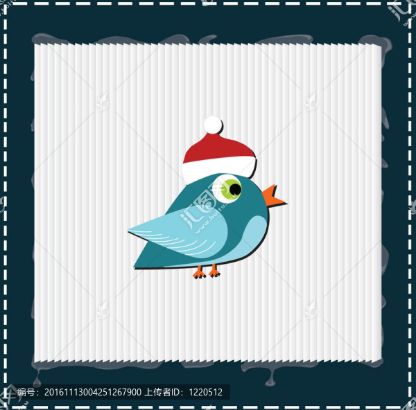 鳥與圣誕紅帽子在他的頭上