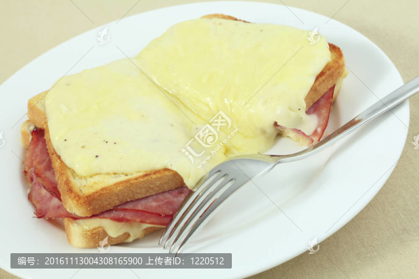 在一個(gè)角度的Croque,monsieur