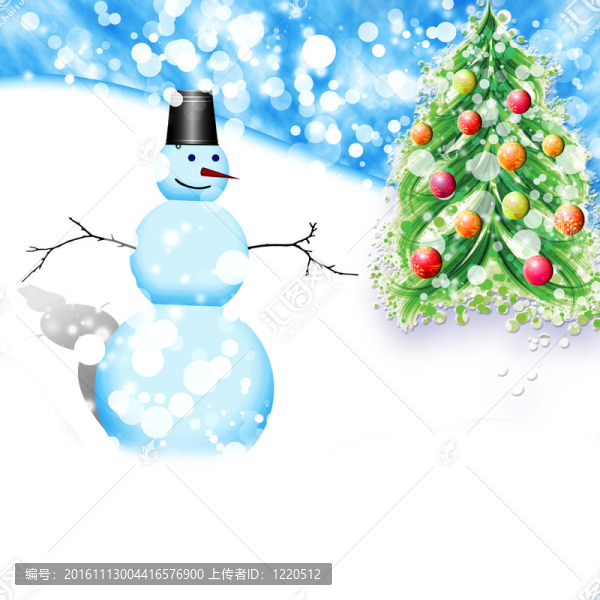 圣誕雪人和圣誕樹