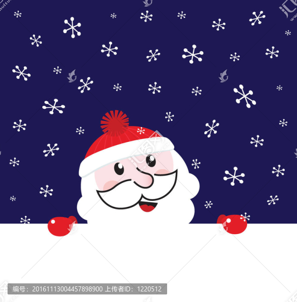 Santa空白橫幅；夜間飄雪冬日背景