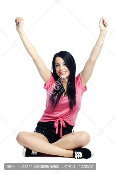 快樂(lè)自信的年輕女子激動(dòng)不已