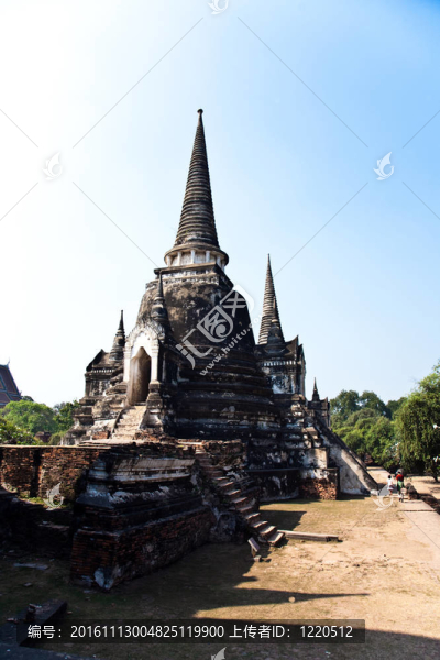 著名的寺Wat,Phra,Si,sanphet；在Ajutthay皇家宮殿