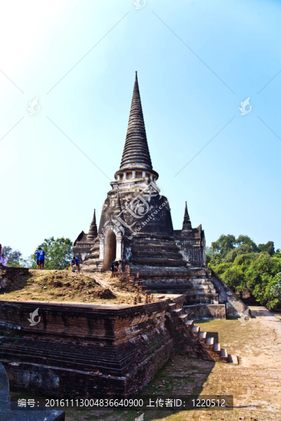 著名的寺Wat,Phra,Si,sanphet；在Ajutthay皇家宮殿