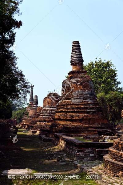 著名的寺Wat,Phra,Si,sanphet；在Ajutthay皇家宮殿
