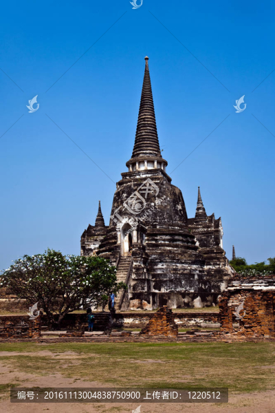 著名的寺Wat,Phra,Si,sanphet；在Ajutthay皇家宮殿