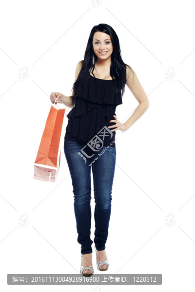 年輕性感女孩逛街購(gòu)物袋