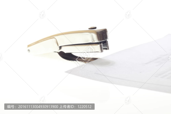 在白色背景的訂書機
