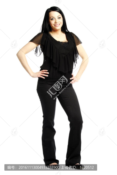 年輕的商業(yè)休閑女人微笑的相機(jī)