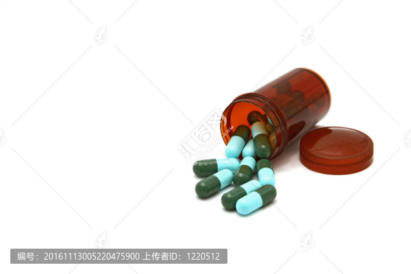 帶藥物膠囊的藥物瓶