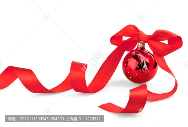 帶絲帶的圣誕紅球