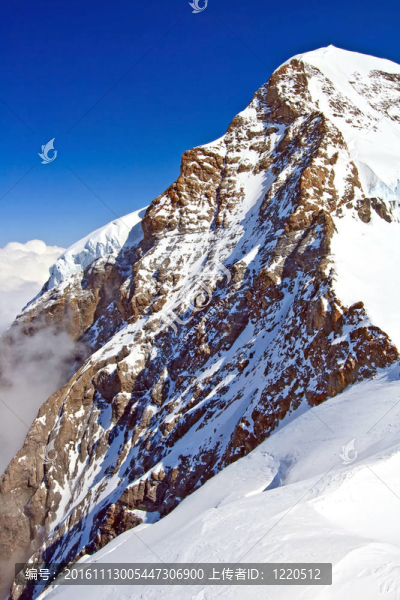 茵特拉根瑞士Jungfraujoch的瑞士阿爾卑斯山脈的一部分；垂直