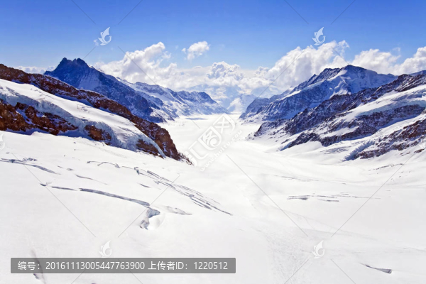 的阿萊奇冰川少女峰地區(qū)景觀；在瑞士的瑞士阿爾卑斯山脈的一部分。阿萊奇冰川是由聯(lián)合國教科文組織的世界遺