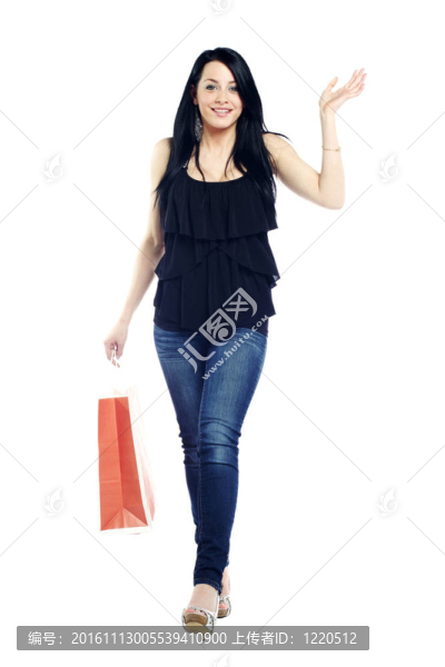 年輕性感女孩逛街購物袋