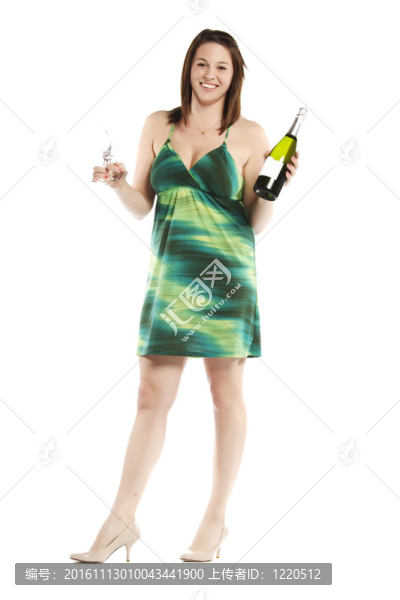優(yōu)雅的年輕女子與香檳慶祝