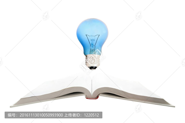 復(fù)古書籍和燈泡；白色背景隔離