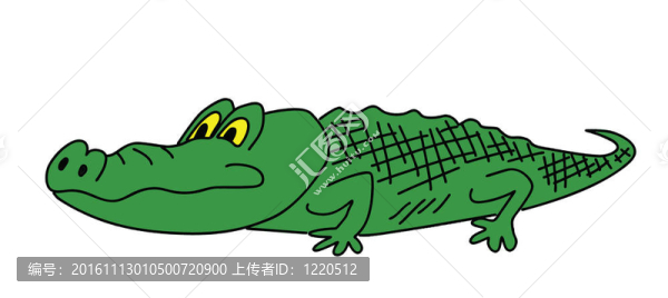 白色背景上的綠色鱷魚