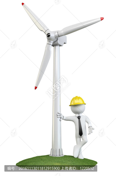 一個(gè)靠在風(fēng)力渦輪機(jī)上的人