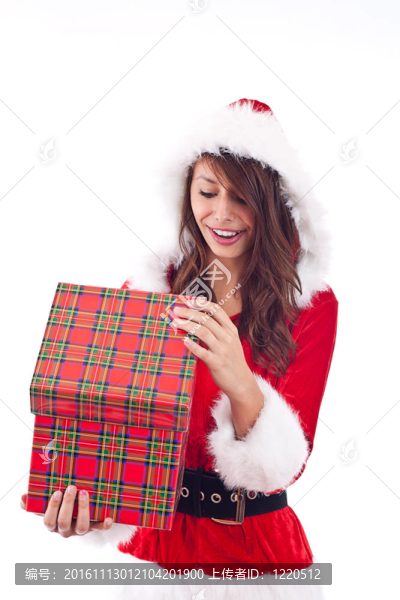 Santa夫人打開一個(gè)禮品盒