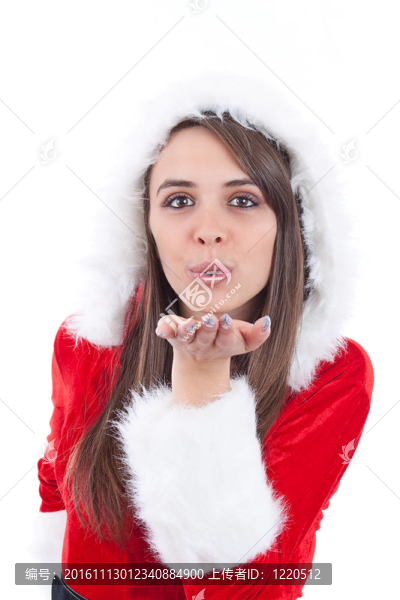 性感的女孩穿著圣誕老人的衣服