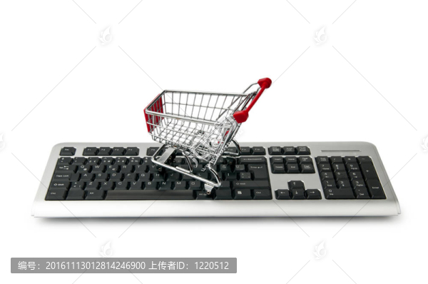網(wǎng)絡(luò)購物概念與電腦和購物車