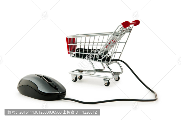 網(wǎng)絡購物概念與電腦和購物車