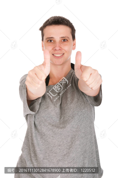 顯示豎起大拇指的女人