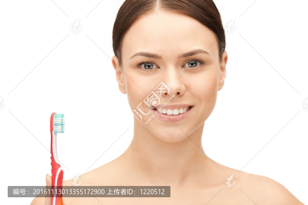 漂亮的女人帶牙刷