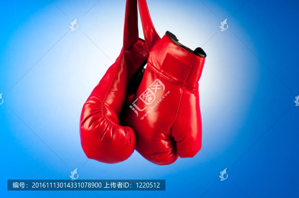 背景上的紅色拳擊手套