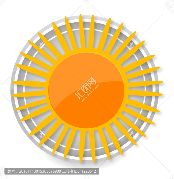 玻璃太陽(yáng)符號(hào)黃色隔離