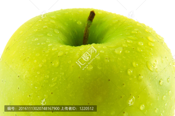 綠色新鮮蘋果。宏.孤立的白