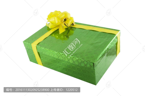 在白色上隔離的綠色禮品盒