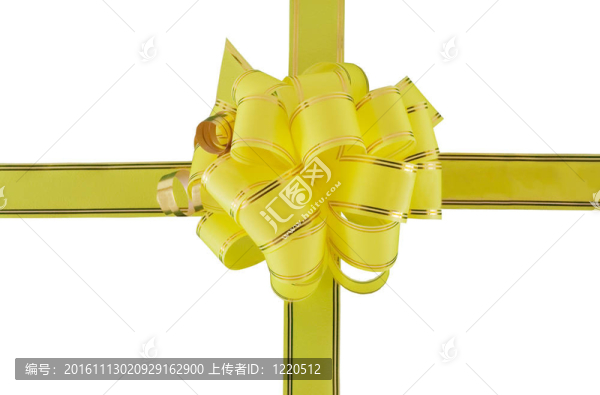 白色背景上的黃色節(jié)日弓