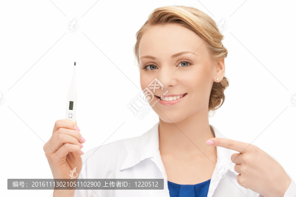 帶溫度計的迷人女醫(yī)生