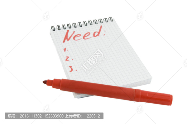 紅色標記和筆記本
